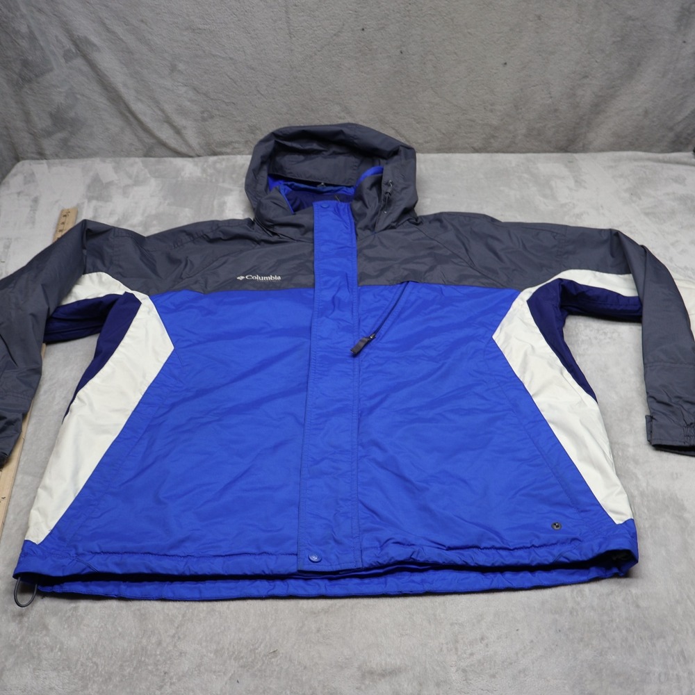 Columbia Vertex Jacket Mens XL Blue Waterproof Hooded Winter Full Zip 3in1 Shell